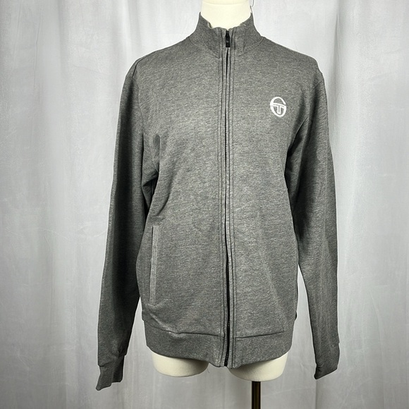 NWT Sergio Tacchini Ercos Sweater in Dark Gray Melange/White. - Picture 4 of 11